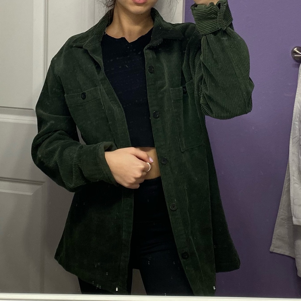 Corduroy oversized forest green jacket